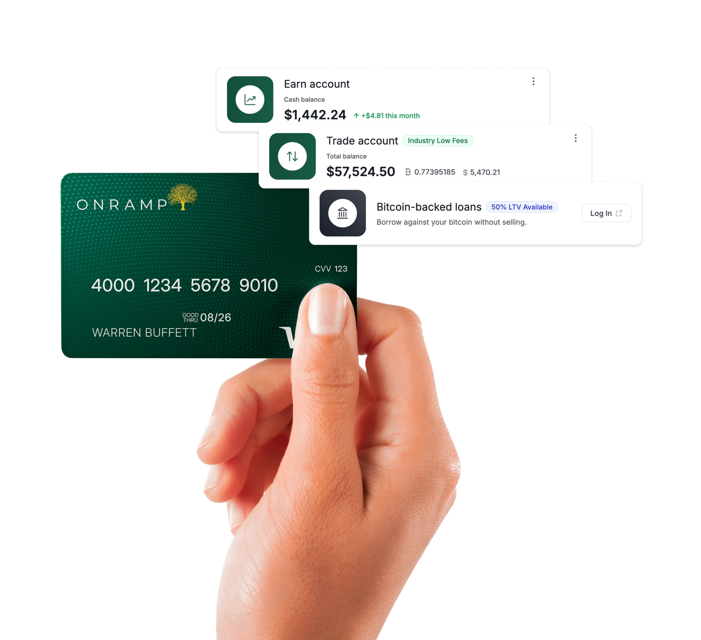 Onramp card and financial accounts